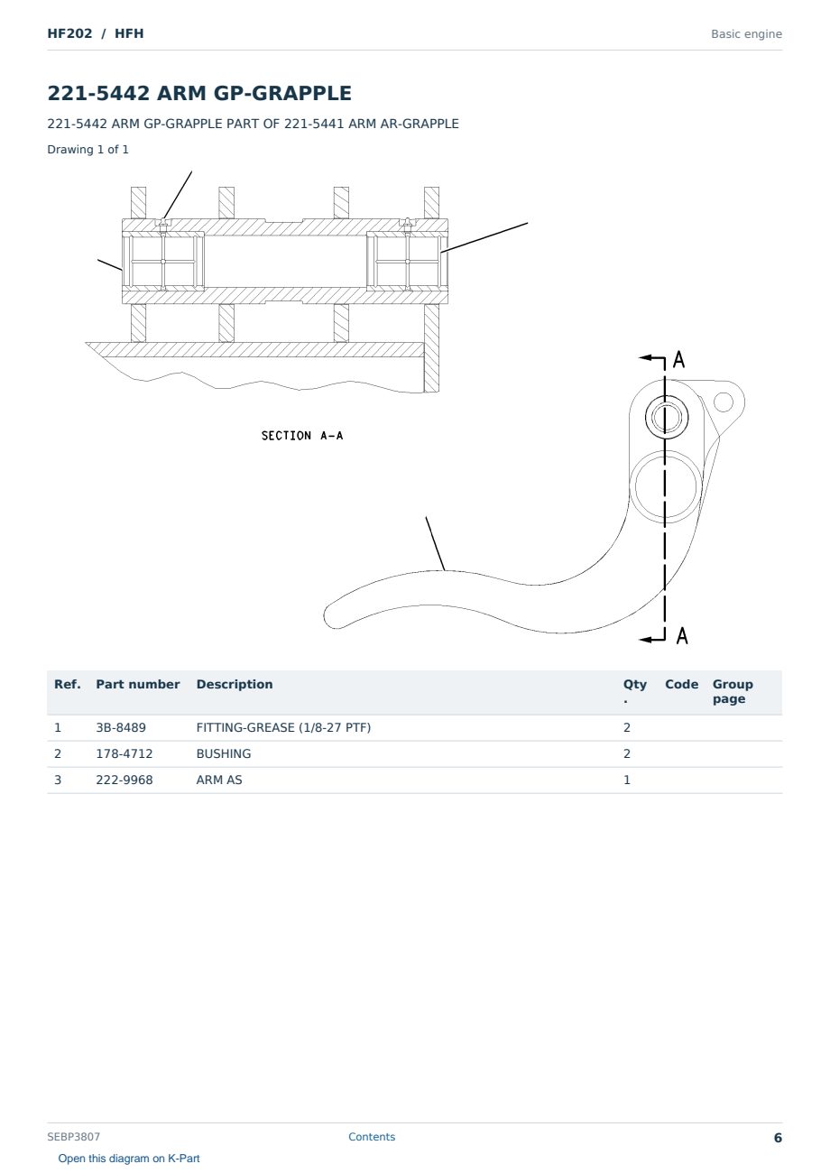 Caterpillar HF202 S/N HFH Partsbook SEBP3807 (English) - sample page 6 of 10 Caterpillar HF202 S/N HFH Partsbook SEBP3807 (English) - sample page 6 of 10
