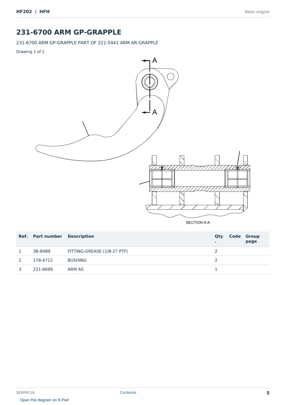 Caterpillar HF202 S/N HFH Partsbook SEBP4116 (English) - sample page 5 of 10 Caterpillar HF202 S/N HFH Partsbook SEBP4116 (English) - sample page 5 of 10