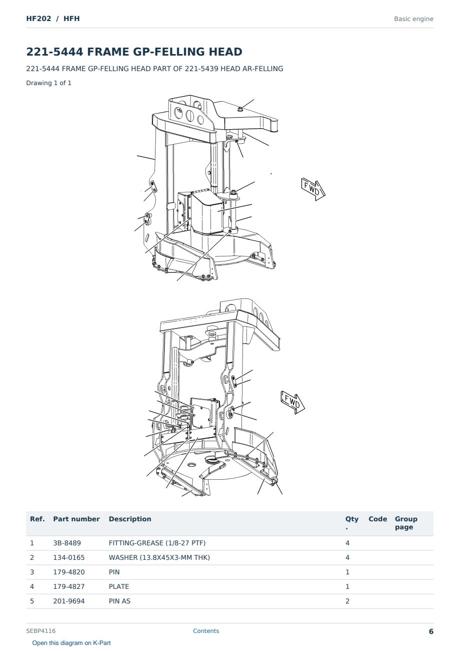 Caterpillar HF202 S/N HFH Partsbook SEBP4116 (English) - sample page 6 of 10 Caterpillar HF202 S/N HFH Partsbook SEBP4116 (English) - sample page 6 of 10