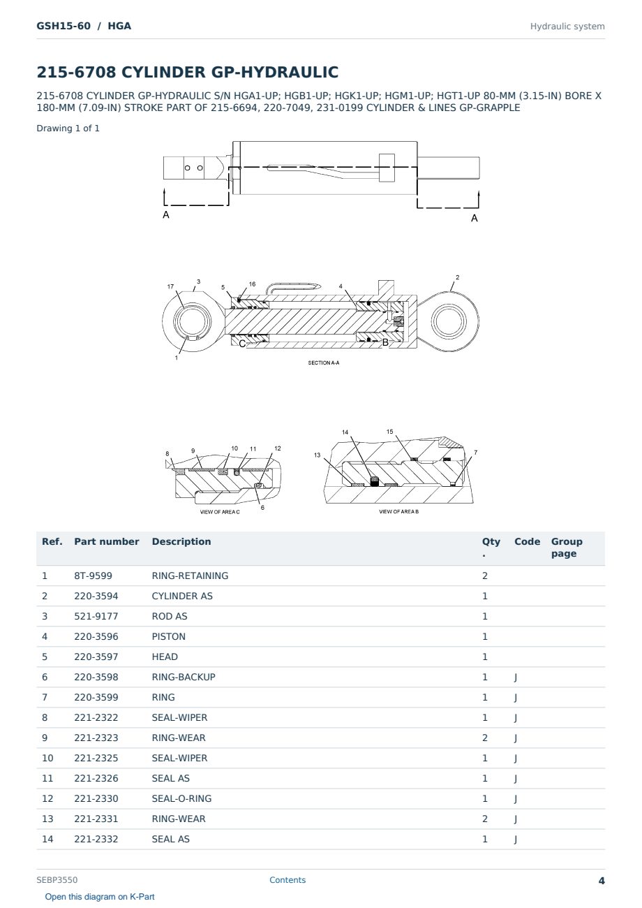 Caterpillar GSH15-60 S/N HGA Partsbook SEBP3550 (English) - sample page 4 of 10 Caterpillar GSH15-60 S/N HGA Partsbook SEBP3550 (English) - sample page 4 of 10