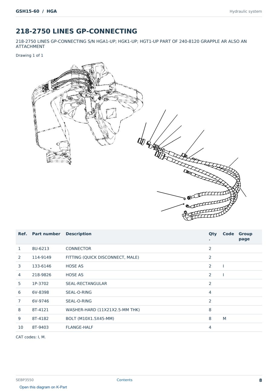 Caterpillar GSH15-60 S/N HGA Partsbook SEBP3550 (English) - sample page 8 of 10 Caterpillar GSH15-60 S/N HGA Partsbook SEBP3550 (English) - sample page 8 of 10