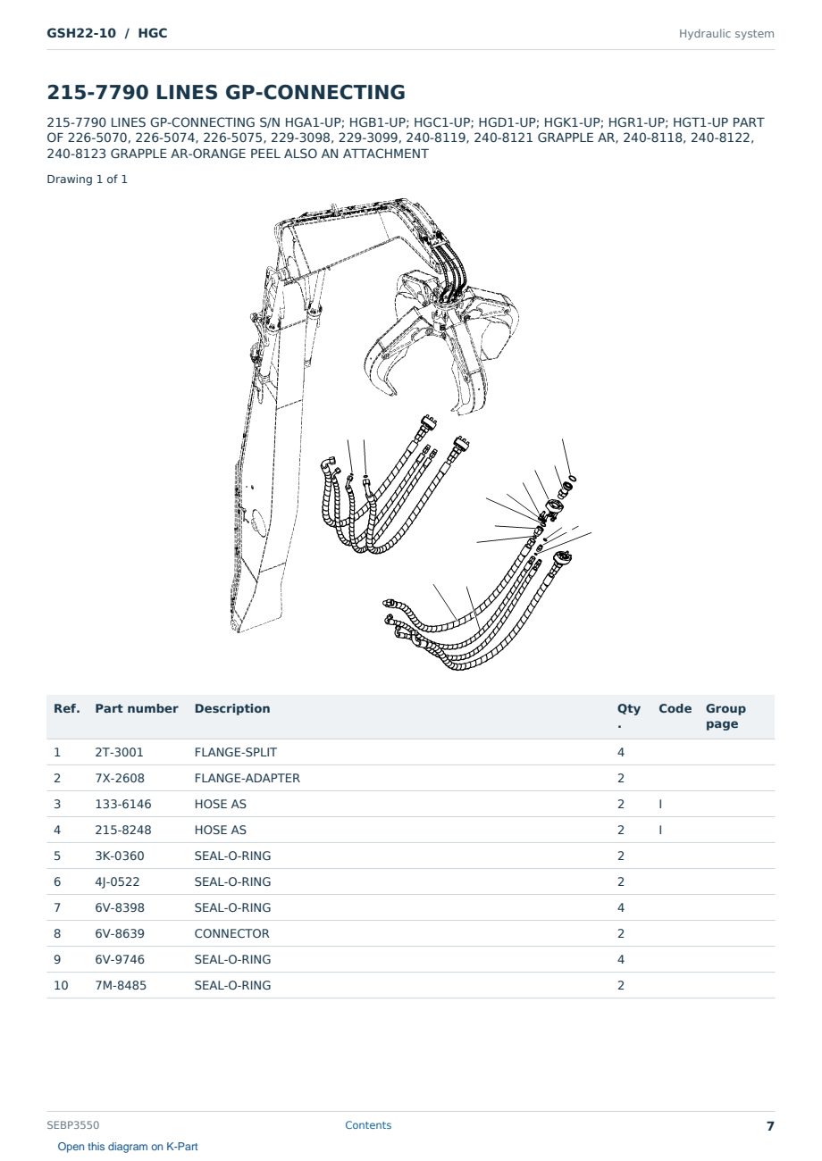 Caterpillar GSH22-10 S/N HGC Partsbook SEBP3550 (English) - sample page 7 of 10 Caterpillar GSH22-10 S/N HGC Partsbook SEBP3550 (English) - sample page 7 of 10