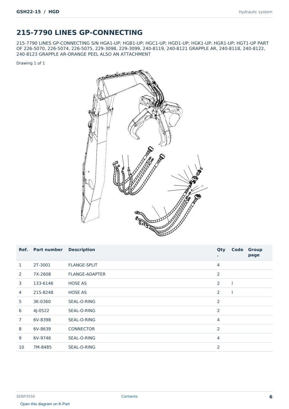 Caterpillar GSH22-15 S/N HGD Partsbook SEBP3550 (English) - sample page 6 of 10 Caterpillar GSH22-15 S/N HGD Partsbook SEBP3550 (English) - sample page 6 of 10