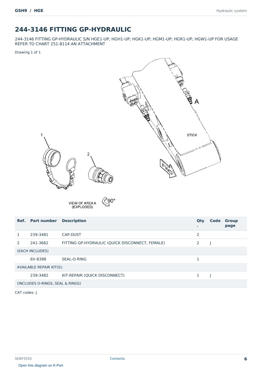 Caterpillar GSH9 S/N HGE Partsbook SEBP3550 (English) - sample page 6 of 10 Caterpillar GSH9 S/N HGE Partsbook SEBP3550 (English) - sample page 6 of 10