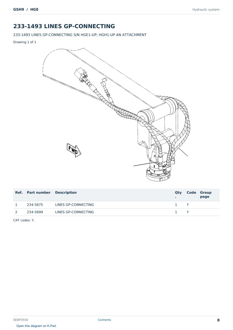 Caterpillar GSH9 S/N HGE Partsbook SEBP3550 (English) - sample page 8 of 10 Caterpillar GSH9 S/N HGE Partsbook SEBP3550 (English) - sample page 8 of 10