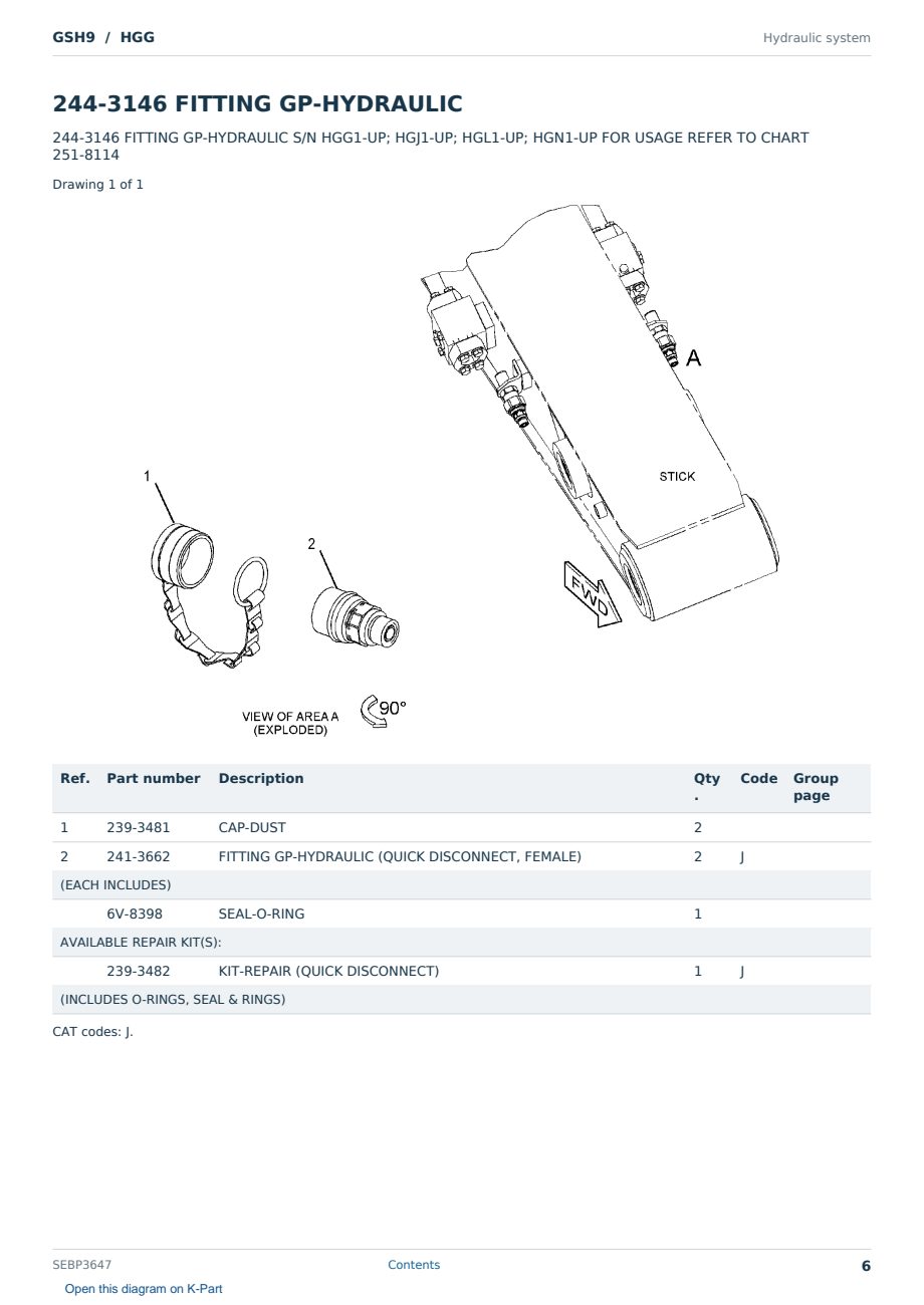 Caterpillar GSH9 S/N HGG Partsbook SEBP3647 (English) - sample page 6 of 10 Caterpillar GSH9 S/N HGG Partsbook SEBP3647 (English) - sample page 6 of 10