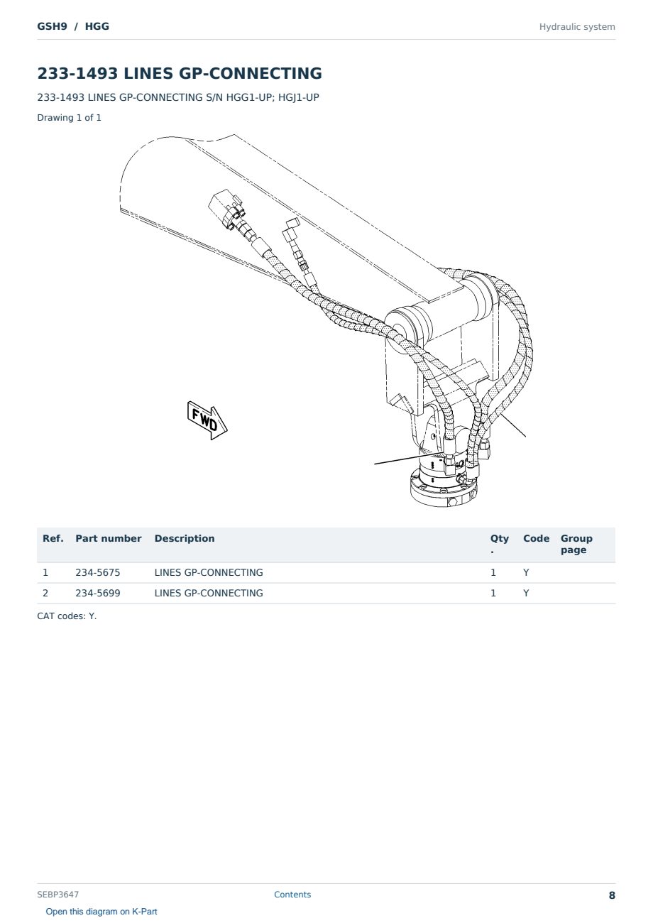 Caterpillar GSH9 S/N HGG Partsbook SEBP3647 (English) - sample page 8 of 10 Caterpillar GSH9 S/N HGG Partsbook SEBP3647 (English) - sample page 8 of 10