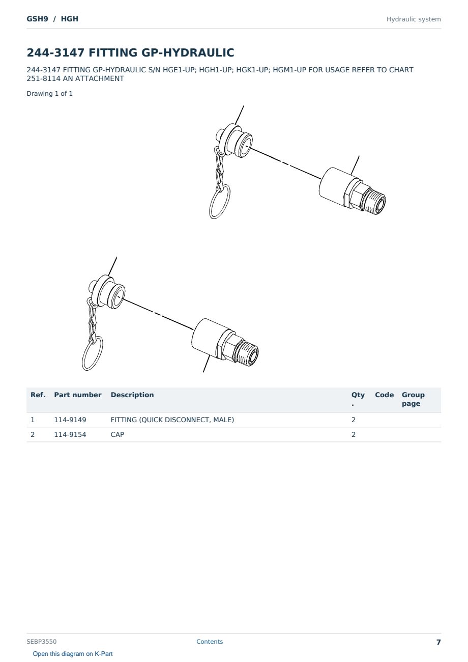 Caterpillar GSH9 S/N HGH Partsbook SEBP3550 (English) - sample page 7 of 10 Caterpillar GSH9 S/N HGH Partsbook SEBP3550 (English) - sample page 7 of 10