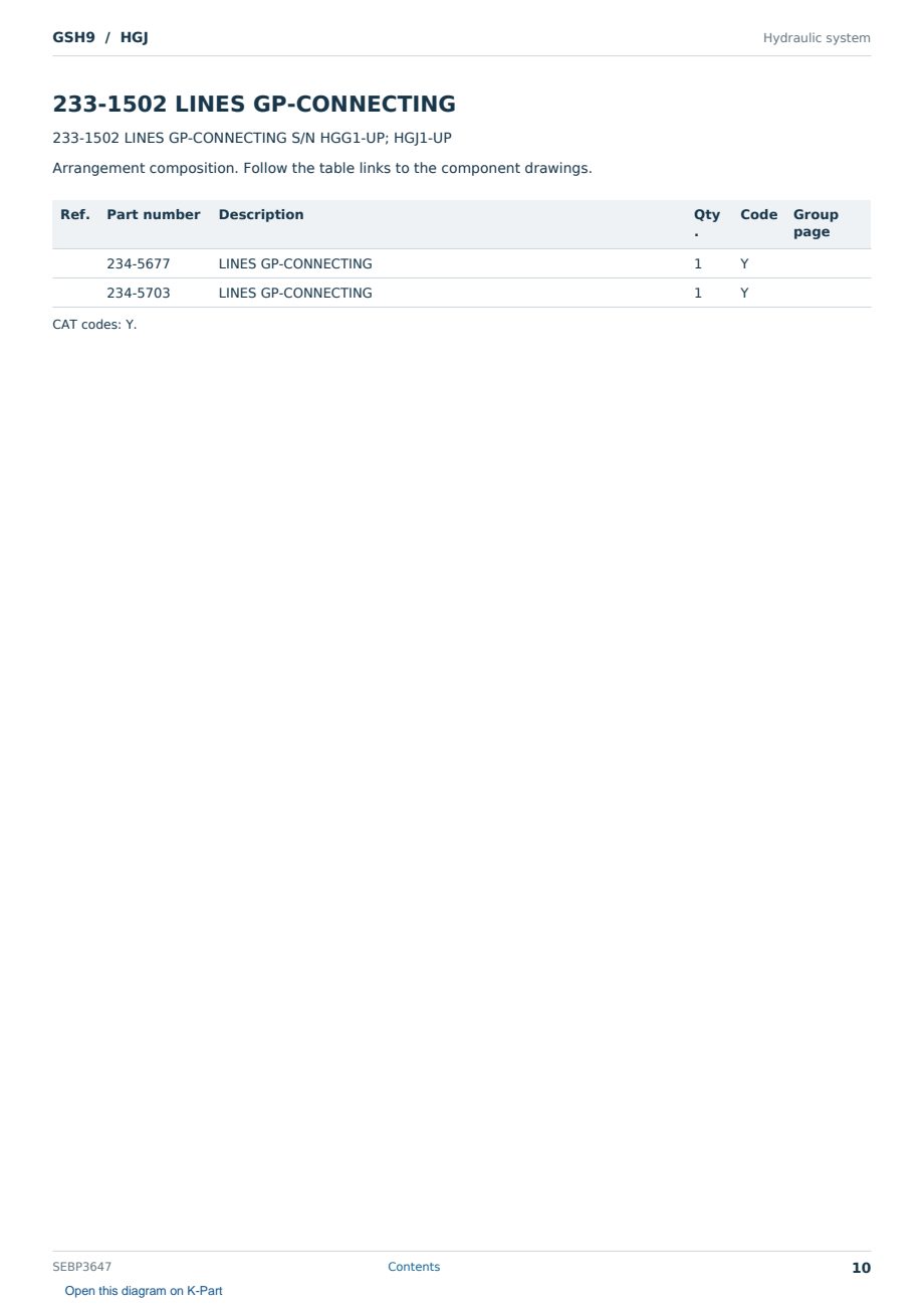 Caterpillar GSH9 S/N HGJ Partsbook SEBP3647 (English) - sample page 10 of 10 Caterpillar GSH9 S/N HGJ Partsbook SEBP3647 (English) - sample page 10 of 10