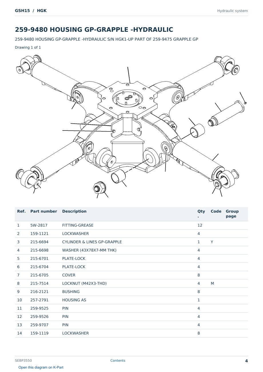 Caterpillar GSH15 S/N HGK Partsbook SEBP3550 (English) - sample page 4 of 10 Caterpillar GSH15 S/N HGK Partsbook SEBP3550 (English) - sample page 4 of 10