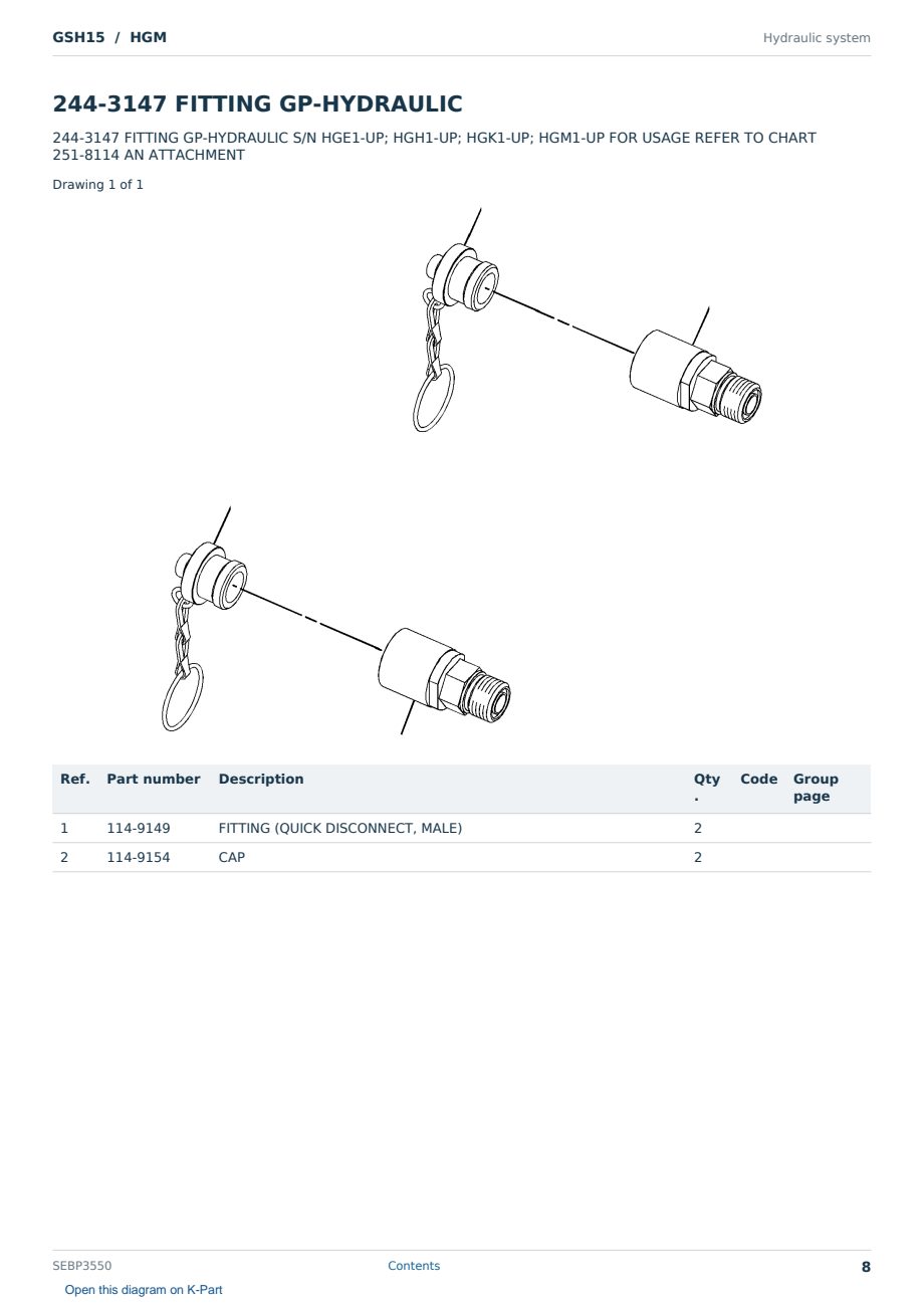 Caterpillar GSH15 S/N HGM Partsbook SEBP3550 (English) - sample page 8 of 10 Caterpillar GSH15 S/N HGM Partsbook SEBP3550 (English) - sample page 8 of 10