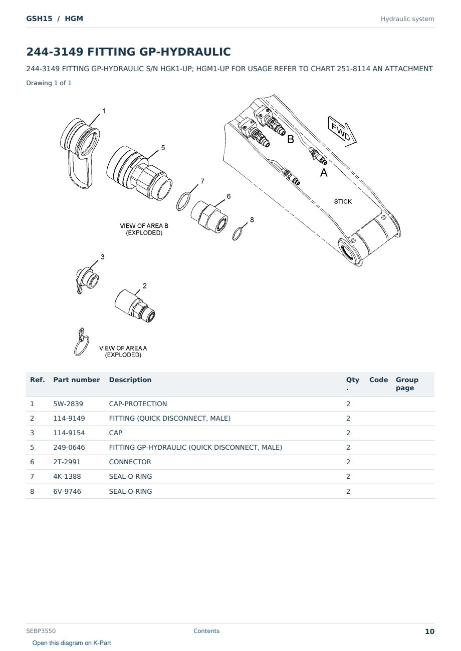 Caterpillar GSH15 S/N HGM Partsbook SEBP3550 (English) - sample page 10 of 10 Caterpillar GSH15 S/N HGM Partsbook SEBP3550 (English) - sample page 10 of 10