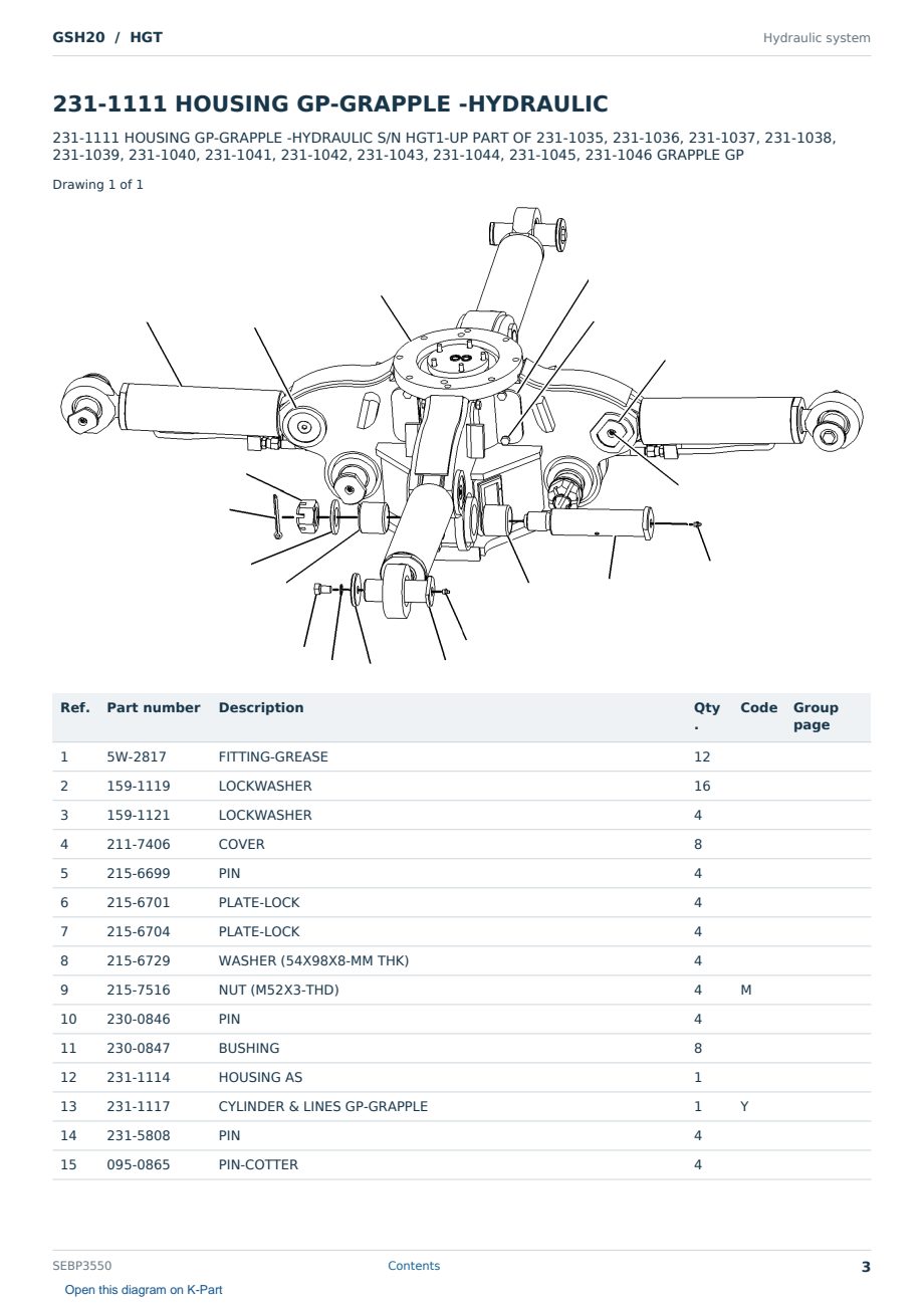 Caterpillar GSH20 S/N HGT Partsbook SEBP3550 (English) - sample page 3 of 10 Caterpillar GSH20 S/N HGT Partsbook SEBP3550 (English) - sample page 3 of 10