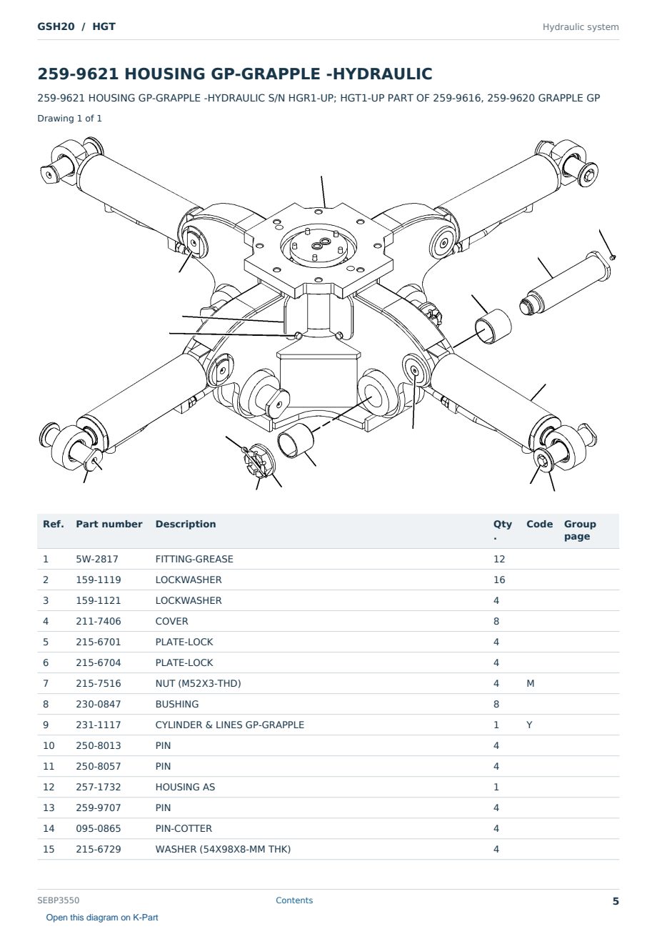 Caterpillar GSH20 S/N HGT Partsbook SEBP3550 (English) - sample page 5 of 10 Caterpillar GSH20 S/N HGT Partsbook SEBP3550 (English) - sample page 5 of 10