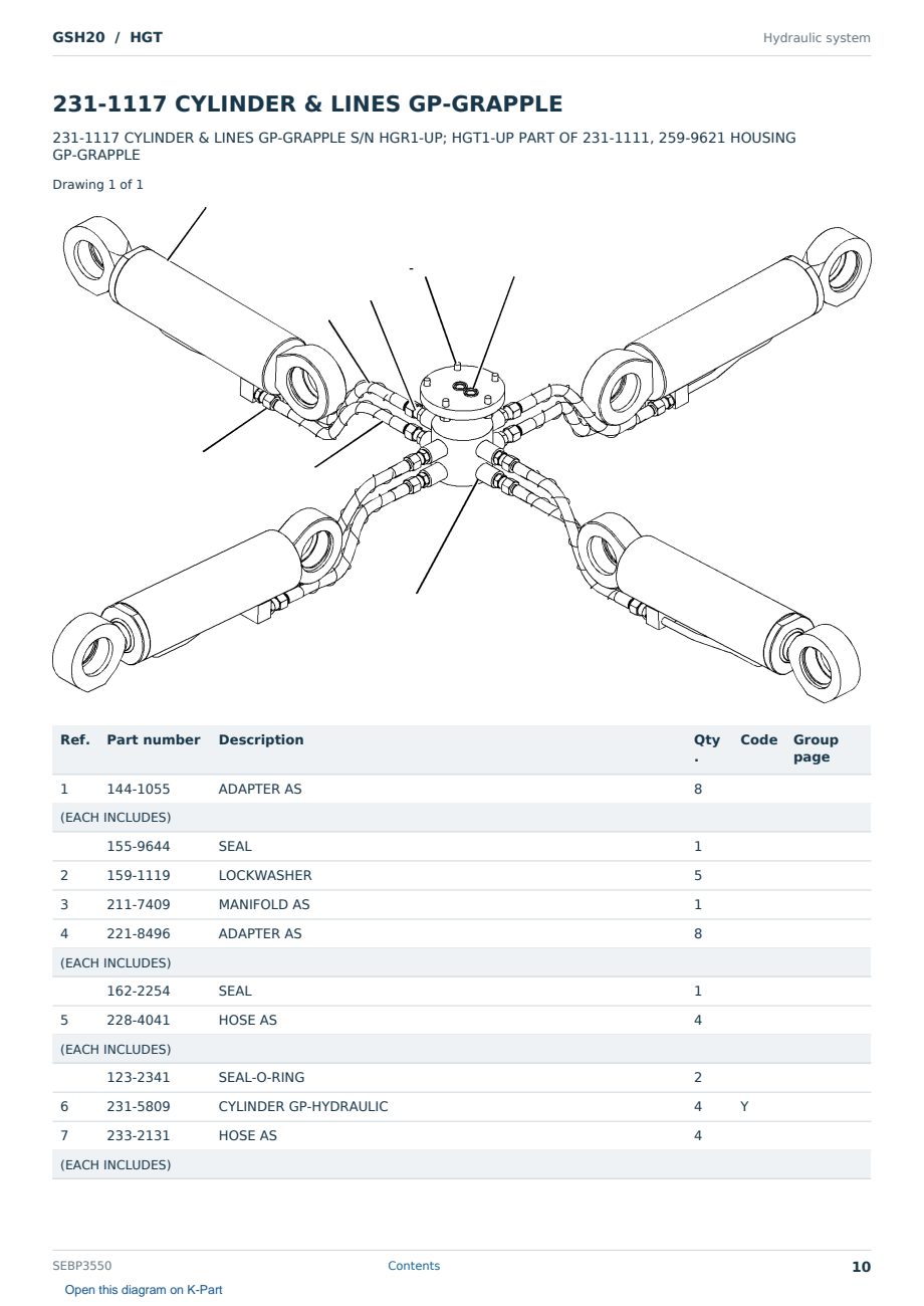 Caterpillar GSH20 S/N HGT Partsbook SEBP3550 (English) - sample page 10 of 10 Caterpillar GSH20 S/N HGT Partsbook SEBP3550 (English) - sample page 10 of 10