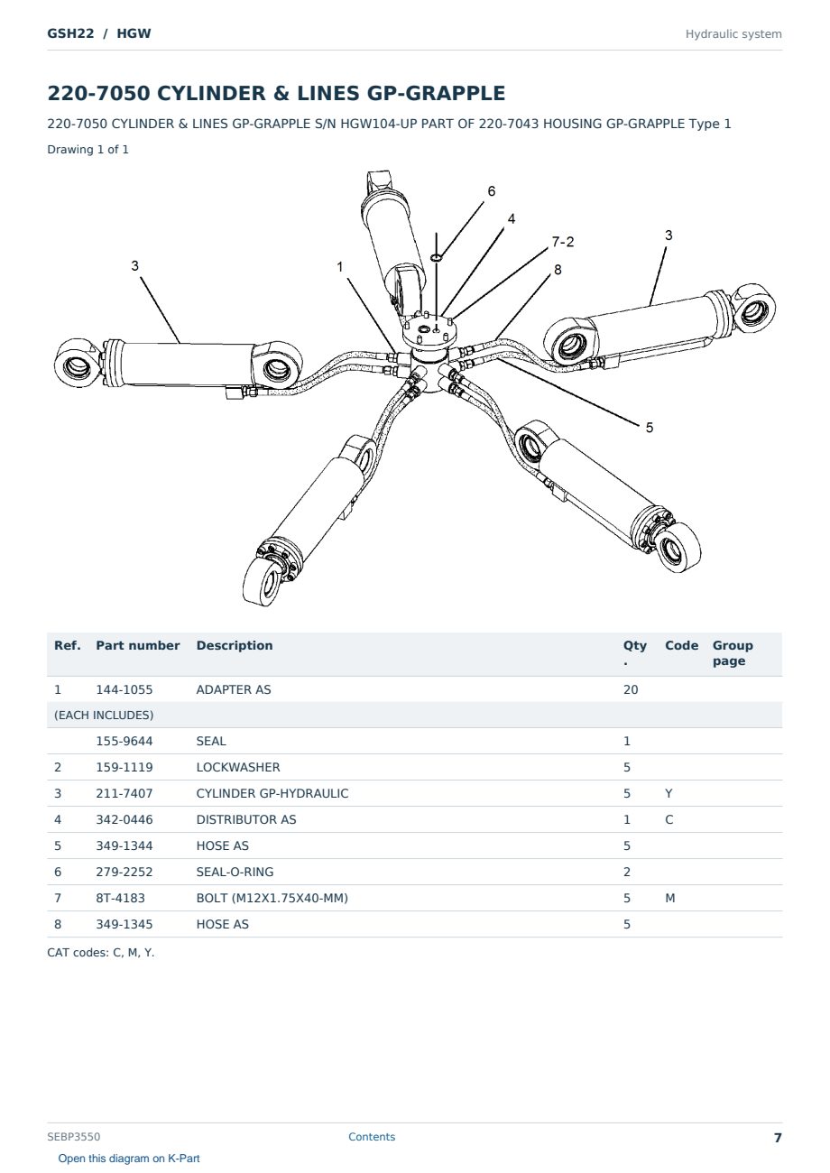 Caterpillar GSH22 S/N HGW Partsbook SEBP3550 (English) - sample page 7 of 10 Caterpillar GSH22 S/N HGW Partsbook SEBP3550 (English) - sample page 7 of 10