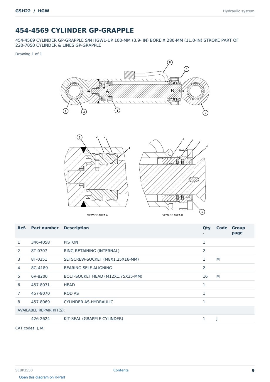 Caterpillar GSH22 S/N HGW Partsbook SEBP3550 (English) - sample page 9 of 10 Caterpillar GSH22 S/N HGW Partsbook SEBP3550 (English) - sample page 9 of 10