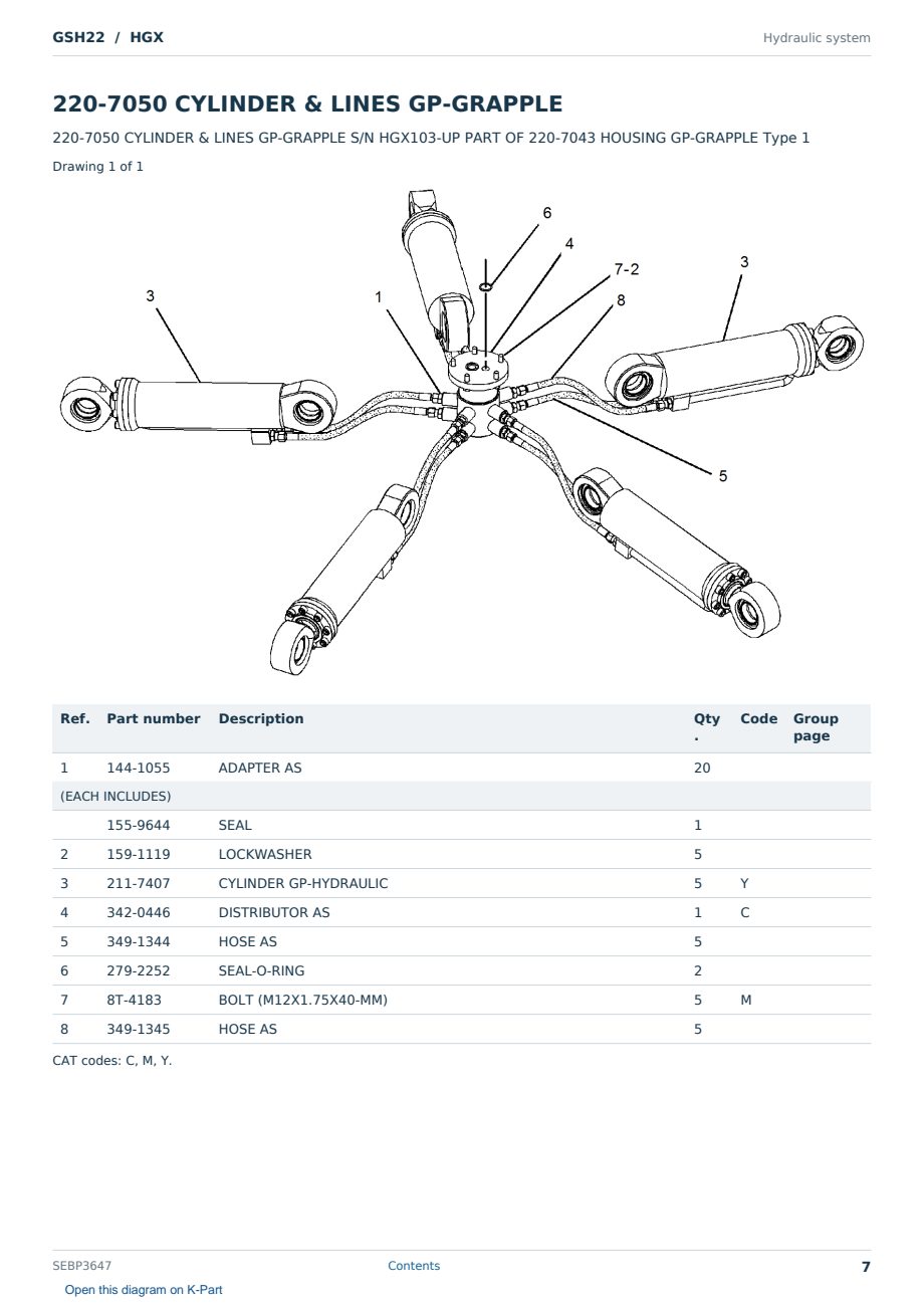 Caterpillar GSH22 S/N HGX Partsbook SEBP3647 (English) - sample page 7 of 10 Caterpillar GSH22 S/N HGX Partsbook SEBP3647 (English) - sample page 7 of 10