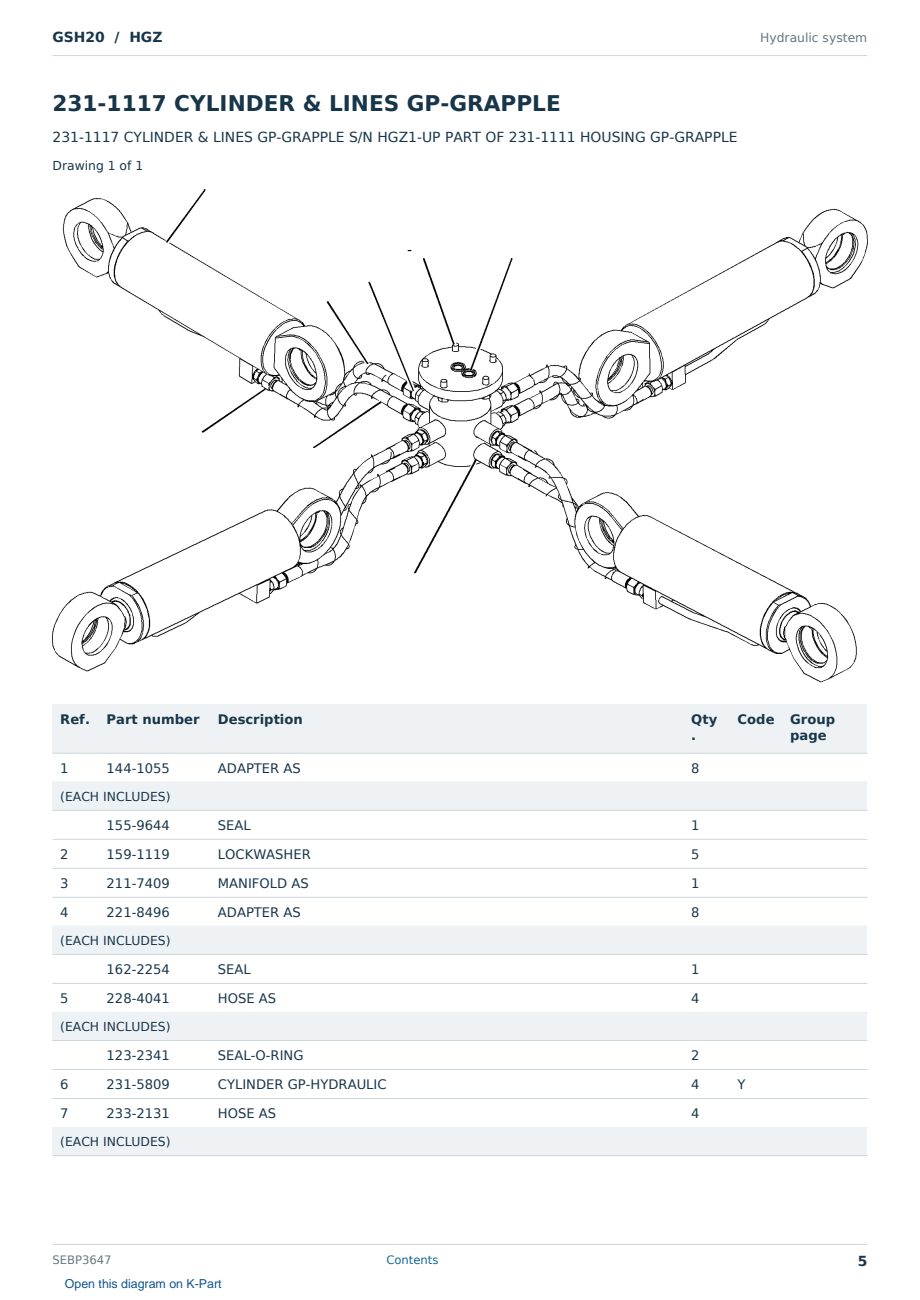 Caterpillar GSH20 S/N HGZ Partsbook SEBP3647 (English) - sample page 5 of 10 Caterpillar GSH20 S/N HGZ Partsbook SEBP3647 (English) - sample page 5 of 10