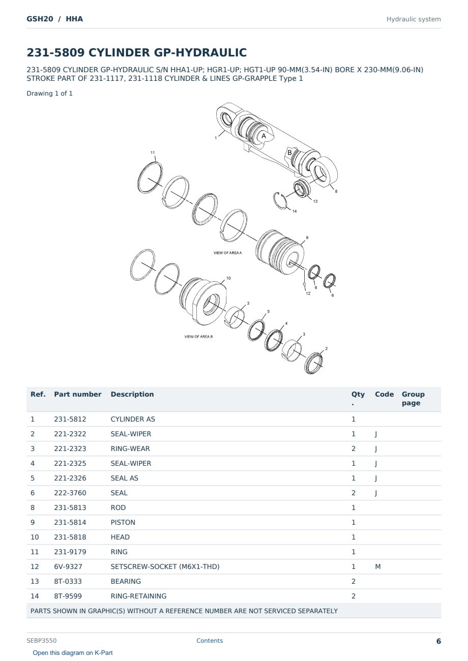 Caterpillar GSH20 S/N HHA Partsbook SEBP3550 (English) - sample page 6 of 10 Caterpillar GSH20 S/N HHA Partsbook SEBP3550 (English) - sample page 6 of 10