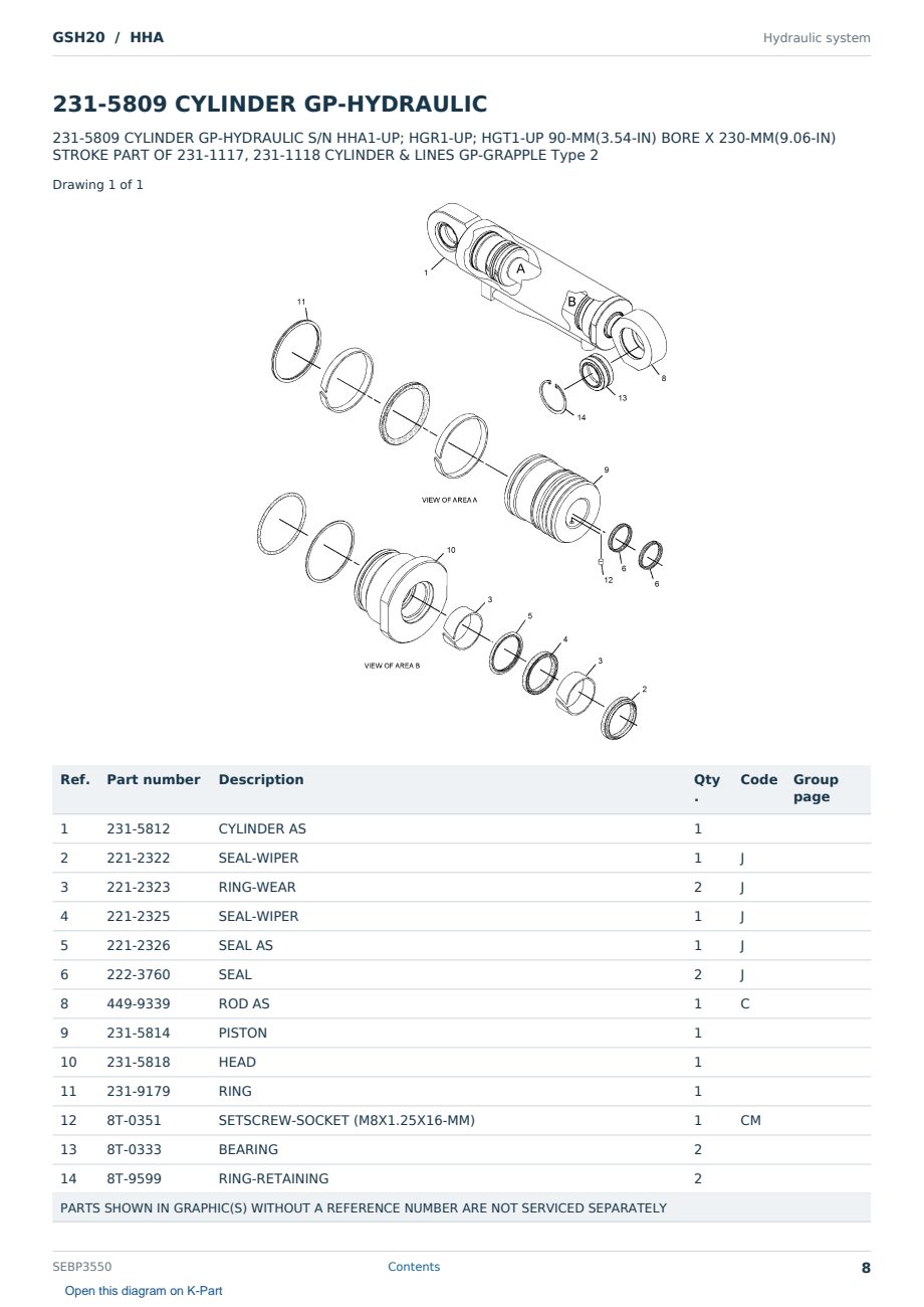 Caterpillar GSH20 S/N HHA Partsbook SEBP3550 (English) - sample page 8 of 10 Caterpillar GSH20 S/N HHA Partsbook SEBP3550 (English) - sample page 8 of 10