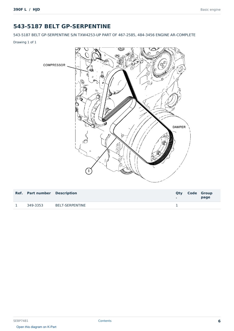 Caterpillar 390F L S/N HJD Partsbook SEBP7481 (English) - sample page 6 of 10 Caterpillar 390F L S/N HJD Partsbook SEBP7481 (English) - sample page 6 of 10