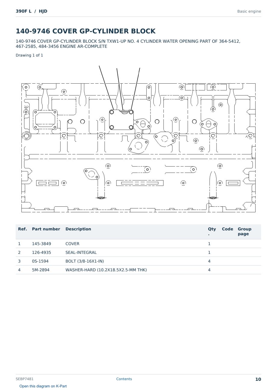 Caterpillar 390F L S/N HJD Partsbook SEBP7481 (English) - sample page 10 of 10 Caterpillar 390F L S/N HJD Partsbook SEBP7481 (English) - sample page 10 of 10