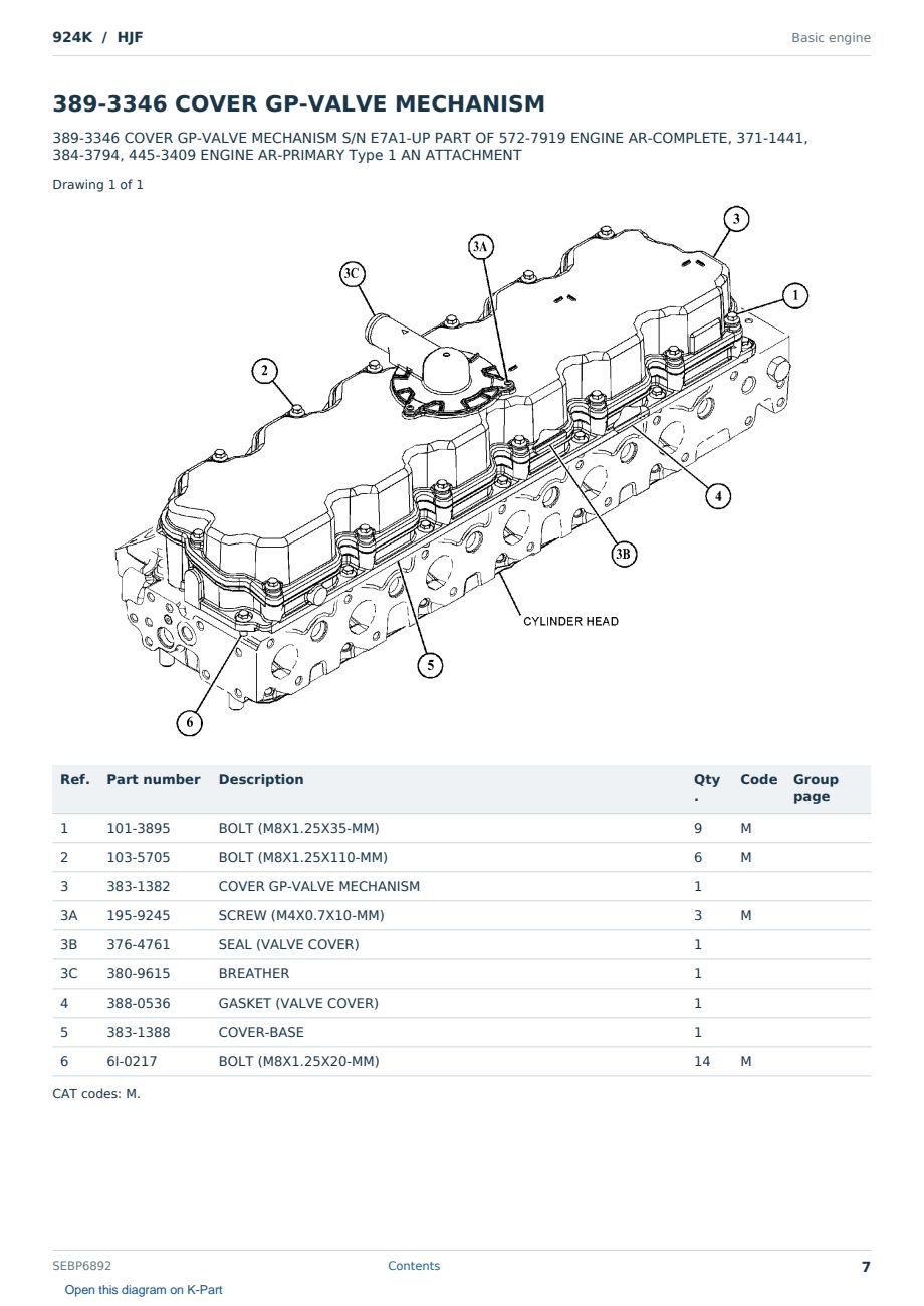 Caterpillar 924K S/N HJF Partsbook SEBP6892 (English) - sample page 7 of 10 Caterpillar 924K S/N HJF Partsbook SEBP6892 (English) - sample page 7 of 10