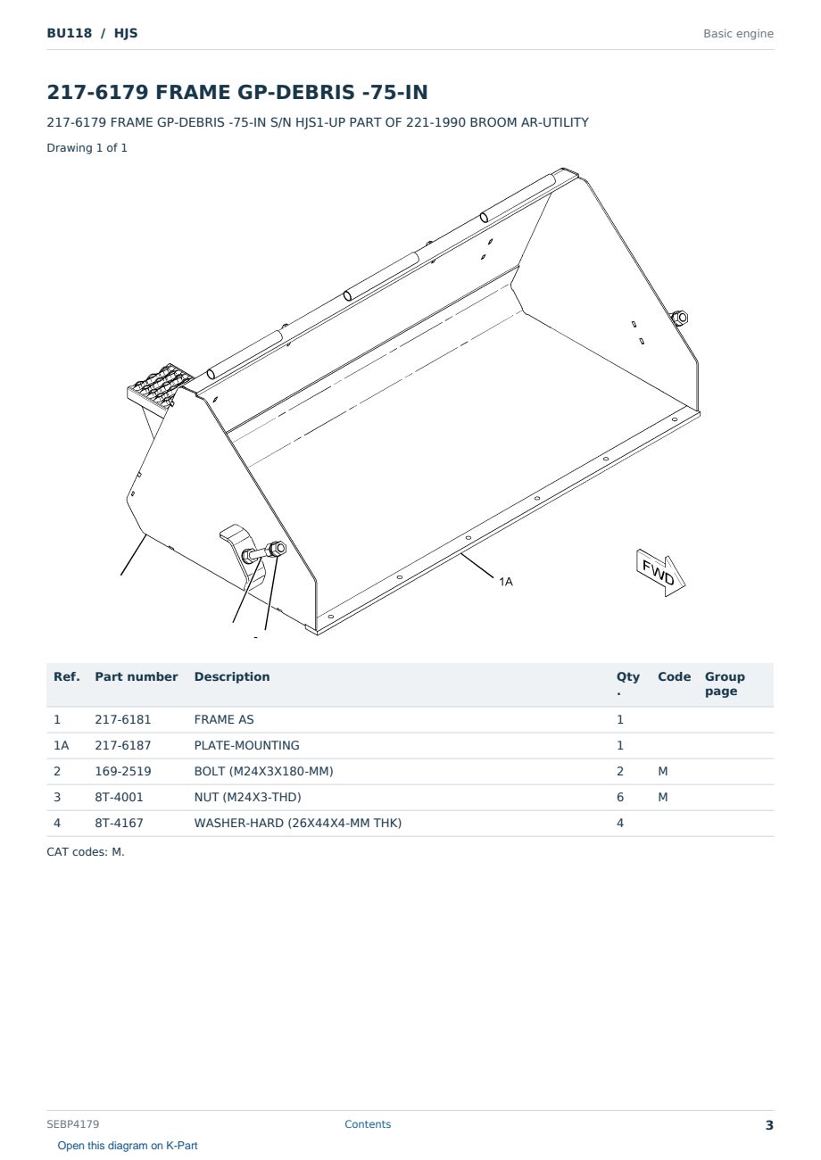 Caterpillar BU118 S/N HJS Partsbook SEBP4179 (English) - sample page 3 of 10 Caterpillar BU118 S/N HJS Partsbook SEBP4179 (English) - sample page 3 of 10
