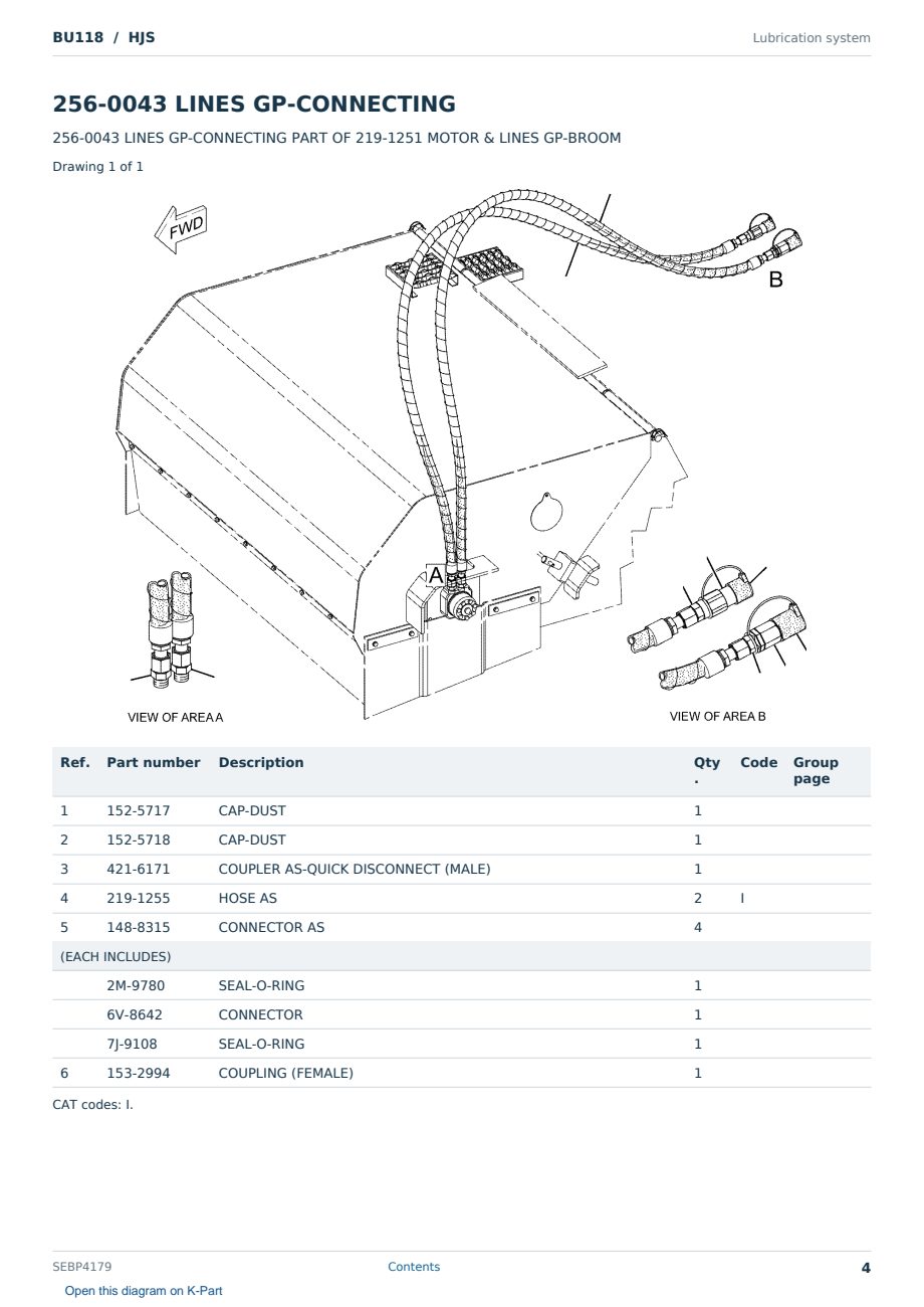 Caterpillar BU118 S/N HJS Partsbook SEBP4179 (English) - sample page 4 of 10 Caterpillar BU118 S/N HJS Partsbook SEBP4179 (English) - sample page 4 of 10
