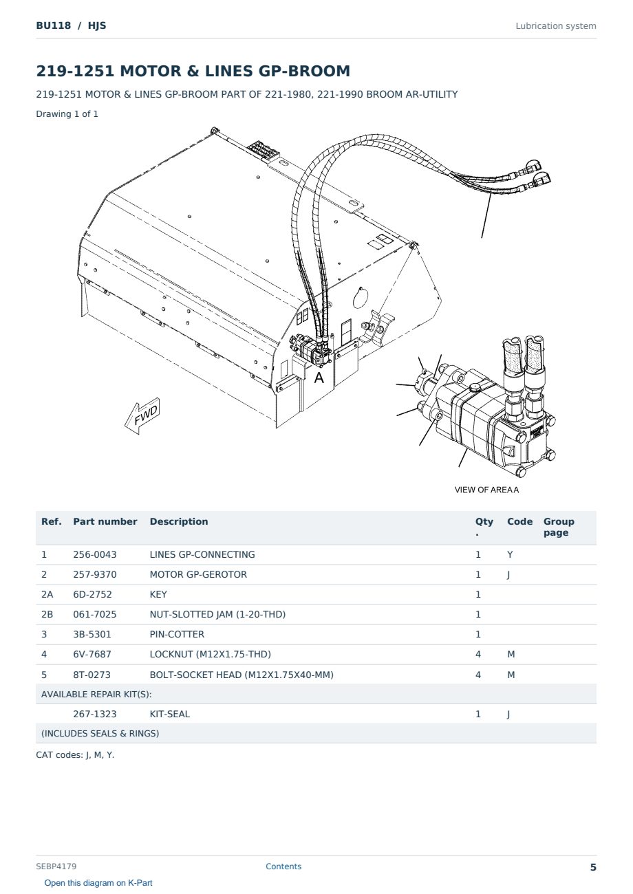 Caterpillar BU118 S/N HJS Partsbook SEBP4179 (English) - sample page 5 of 10 Caterpillar BU118 S/N HJS Partsbook SEBP4179 (English) - sample page 5 of 10
