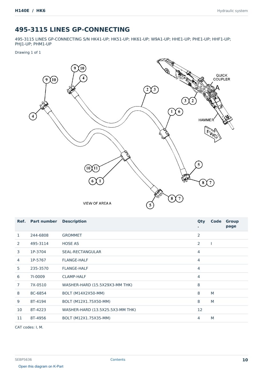 Caterpillar H140E S/N HK6 Partsbook SEBP5636 (English) - sample page 10 of 10 Caterpillar H140E S/N HK6 Partsbook SEBP5636 (English) - sample page 10 of 10