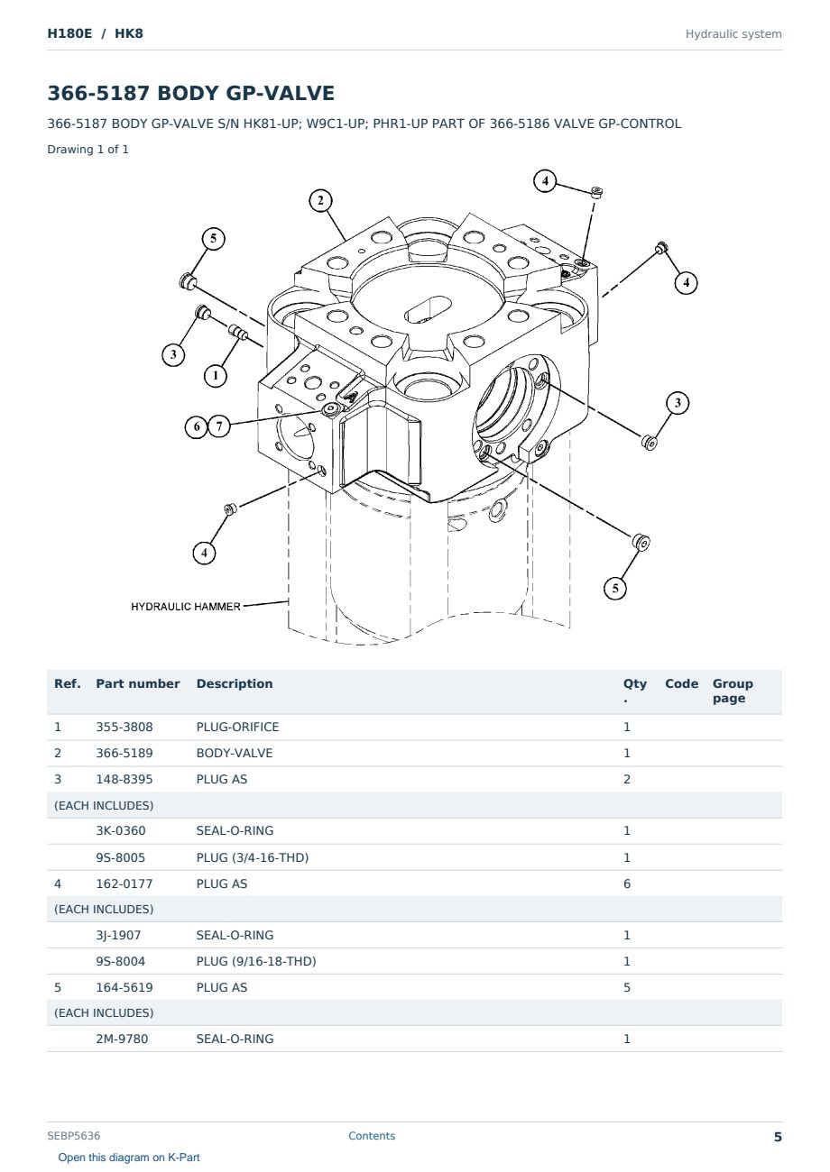 Caterpillar H180E S/N HK8 Partsbook SEBP5636 (English) - sample page 5 of 10 Caterpillar H180E S/N HK8 Partsbook SEBP5636 (English) - sample page 5 of 10