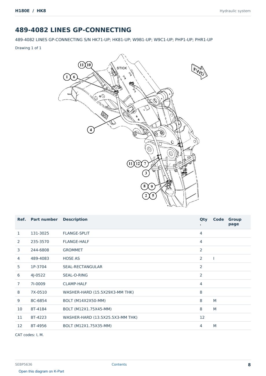Caterpillar H180E S/N HK8 Partsbook SEBP5636 (English) - sample page 8 of 10 Caterpillar H180E S/N HK8 Partsbook SEBP5636 (English) - sample page 8 of 10