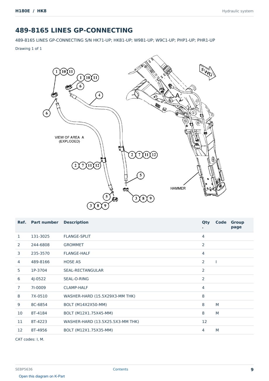 Caterpillar H180E S/N HK8 Partsbook SEBP5636 (English) - sample page 9 of 10 Caterpillar H180E S/N HK8 Partsbook SEBP5636 (English) - sample page 9 of 10