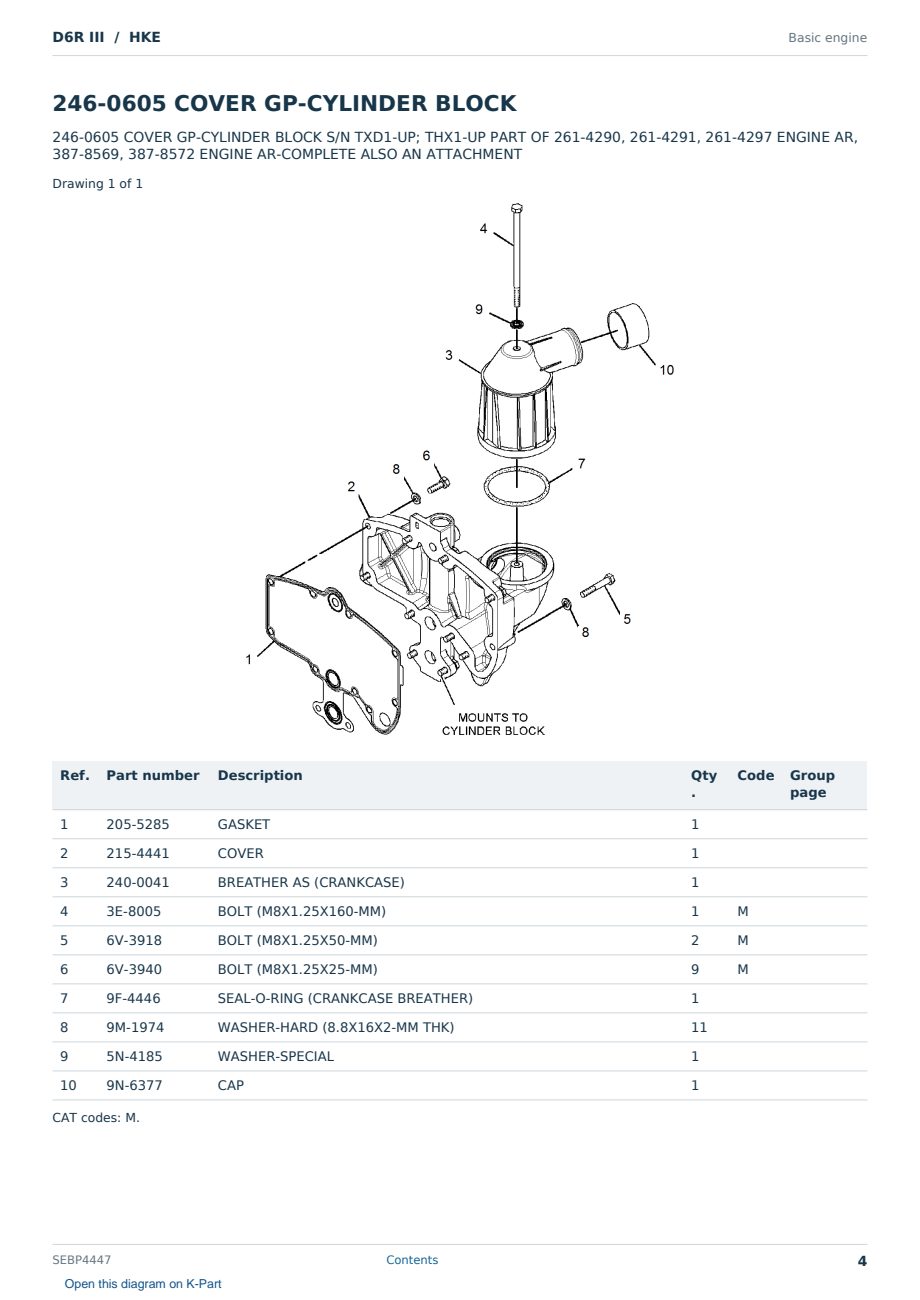 Caterpillar D6R III S/N HKE Partsbook SEBP4447 (English) - sample page 4 of 10 Caterpillar D6R III S/N HKE Partsbook SEBP4447 (English) - sample page 4 of 10