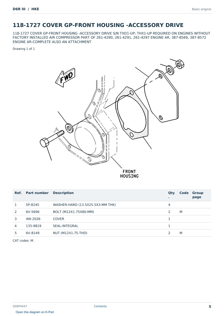 Caterpillar D6R III S/N HKE Partsbook SEBP4447 (English) - sample page 5 of 10 Caterpillar D6R III S/N HKE Partsbook SEBP4447 (English) - sample page 5 of 10