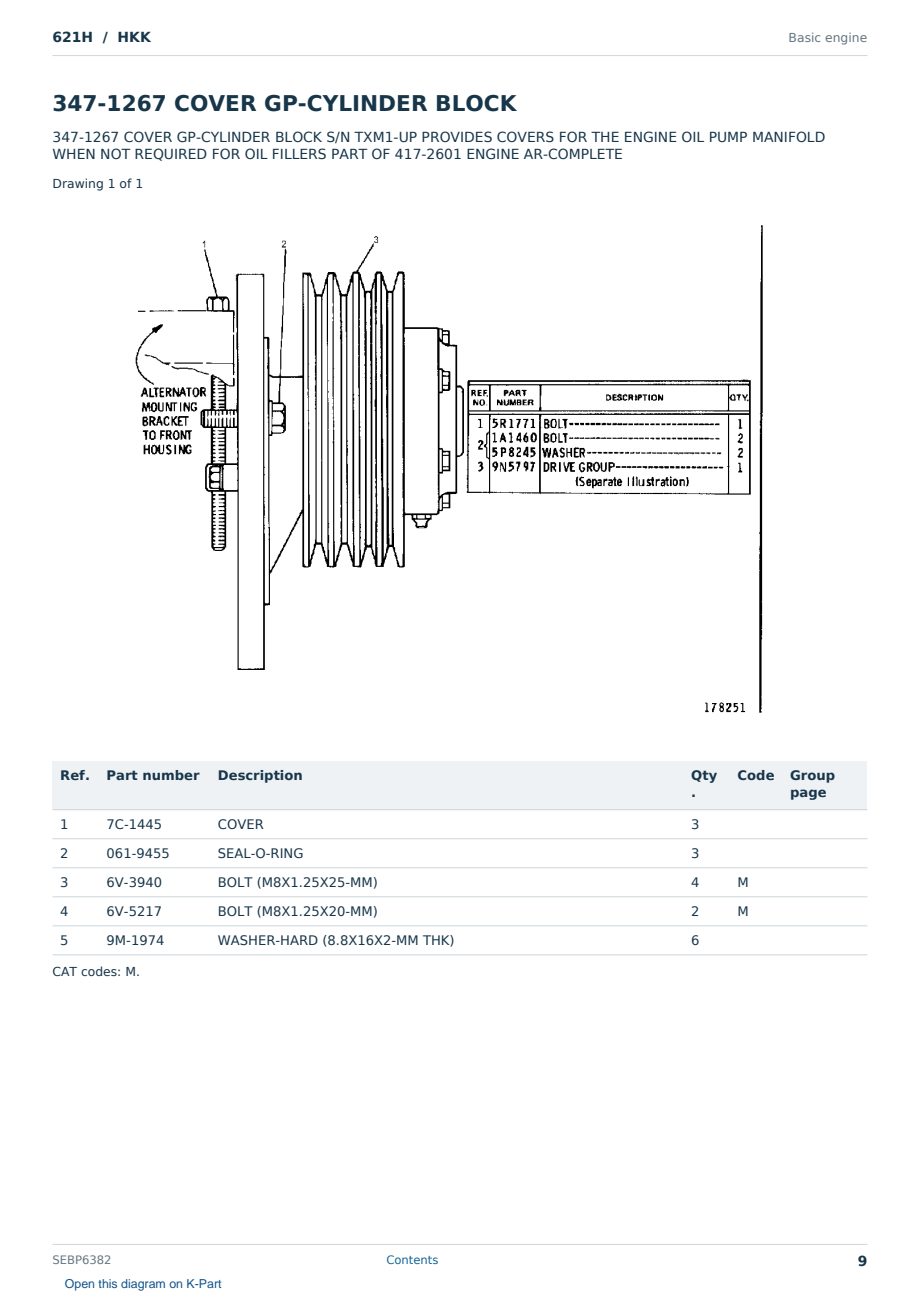 Caterpillar 621H S/N HKK Partsbook SEBP6382 (English) - sample page 9 of 10 Caterpillar 621H S/N HKK Partsbook SEBP6382 (English) - sample page 9 of 10