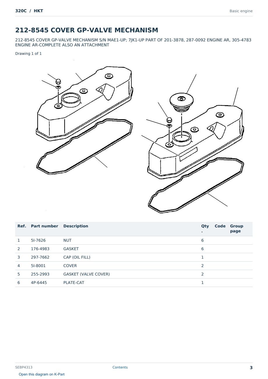 Caterpillar 320C S/N HKT Partsbook SEBP4313 (English) - sample page 3 of 10 Caterpillar 320C S/N HKT Partsbook SEBP4313 (English) - sample page 3 of 10