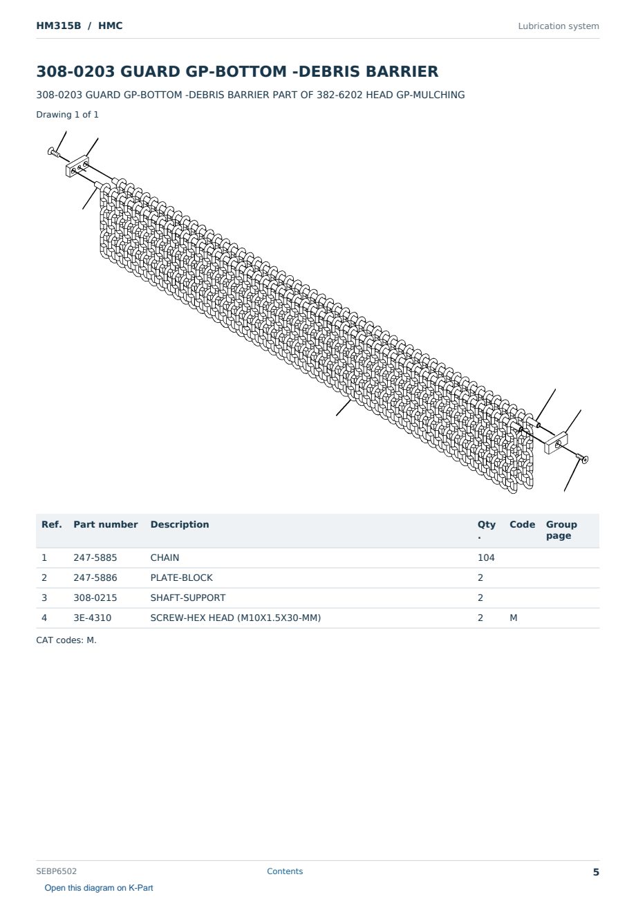 Caterpillar HM315B S/N HMC Partsbook SEBP6502 (English) - sample page 5 of 10 Caterpillar HM315B S/N HMC Partsbook SEBP6502 (English) - sample page 5 of 10