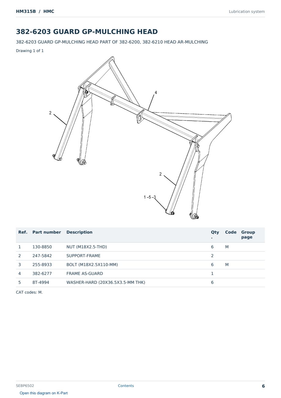Caterpillar HM315B S/N HMC Partsbook SEBP6502 (English) - sample page 6 of 10 Caterpillar HM315B S/N HMC Partsbook SEBP6502 (English) - sample page 6 of 10