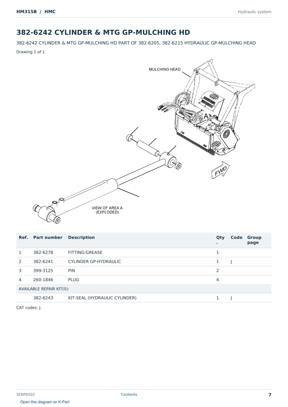 Caterpillar HM315B S/N HMC Partsbook SEBP6502 (English) - sample page 7 of 10 Caterpillar HM315B S/N HMC Partsbook SEBP6502 (English) - sample page 7 of 10