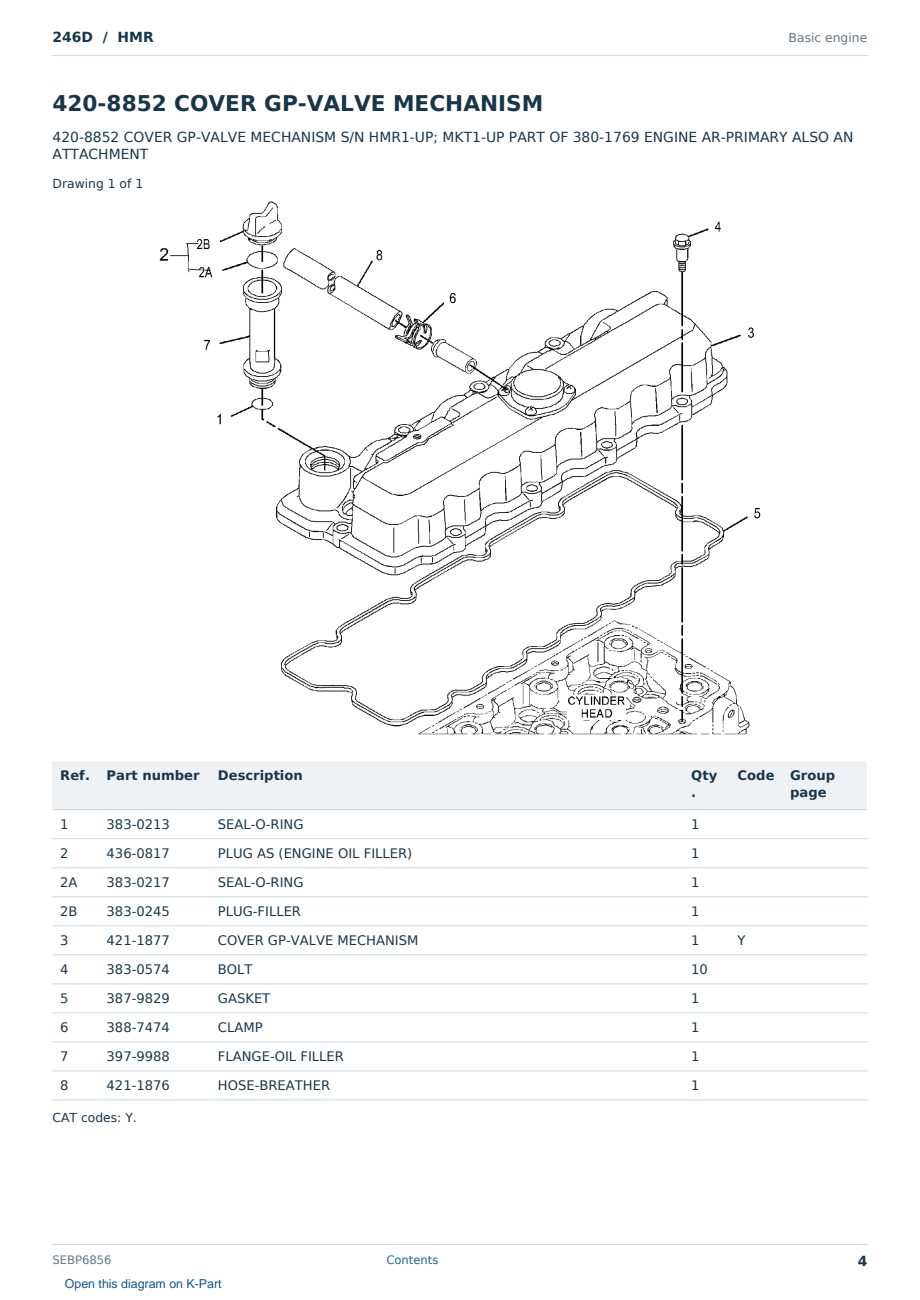 Caterpillar 246D S/N HMR Partsbook SEBP6856 (English) - sample page 4 of 10 Caterpillar 246D S/N HMR Partsbook SEBP6856 (English) - sample page 4 of 10
