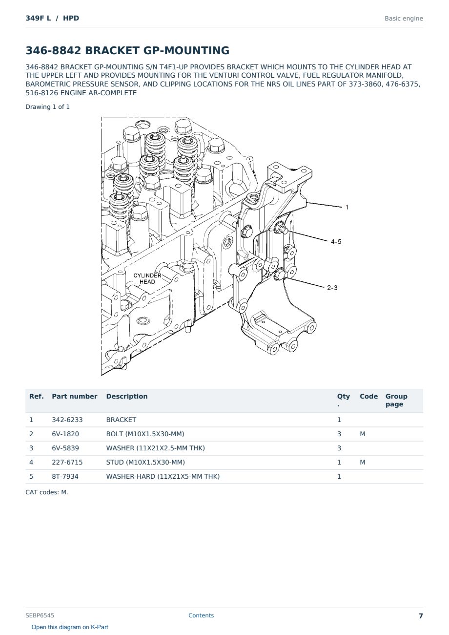 Caterpillar 349F L S/N HPD Partsbook SEBP6545 (English) - sample page 7 of 10 Caterpillar 349F L S/N HPD Partsbook SEBP6545 (English) - sample page 7 of 10