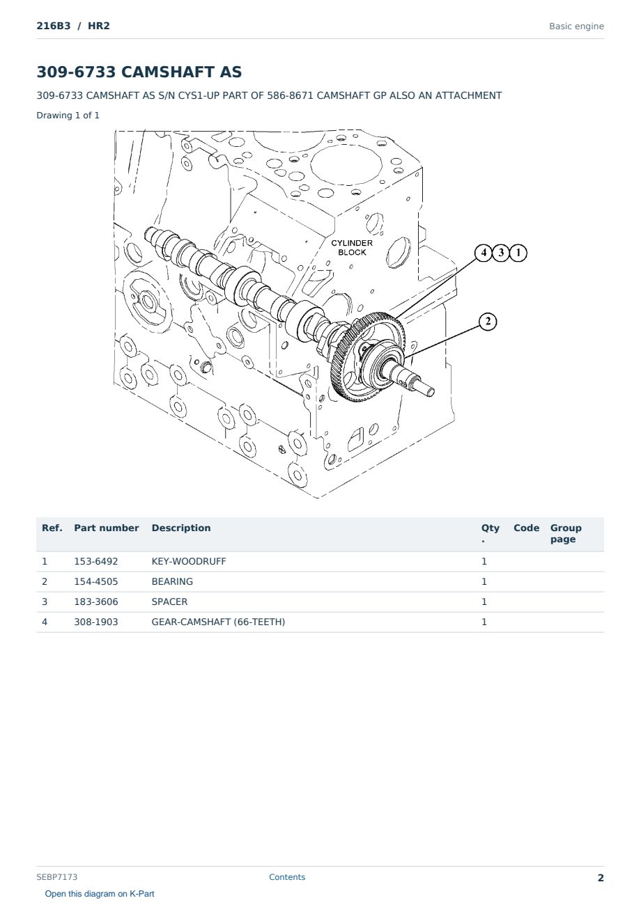 Caterpillar 216B3 S/N HR2 Partsbook SEBP7173 (English) - sample page 2 of 10 Caterpillar 216B3 S/N HR2 Partsbook SEBP7173 (English) - sample page 2 of 10