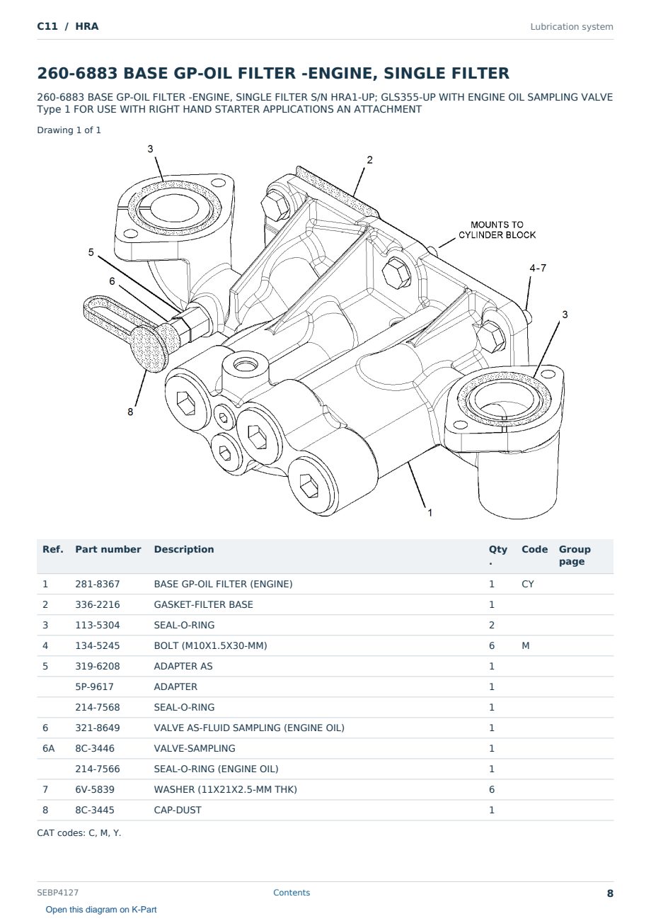 Caterpillar C11 S/N HRA Partsbook SEBP4127 (English) - sample page 8 of 10 Caterpillar C11 S/N HRA Partsbook SEBP4127 (English) - sample page 8 of 10