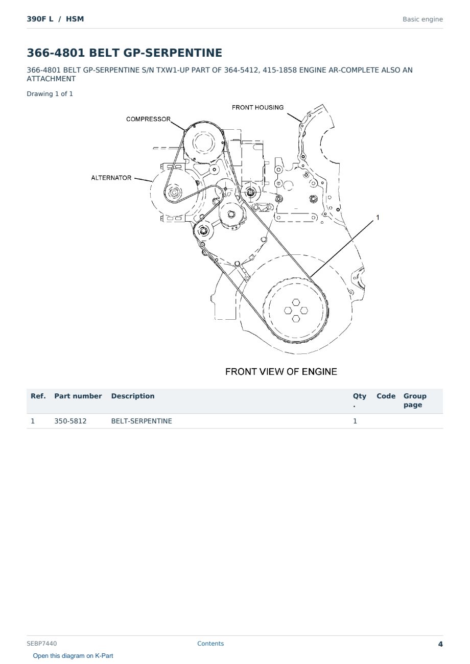 Caterpillar 390F L S/N HSM Partsbook SEBP7440 (English) - sample page 4 of 10 Caterpillar 390F L S/N HSM Partsbook SEBP7440 (English) - sample page 4 of 10