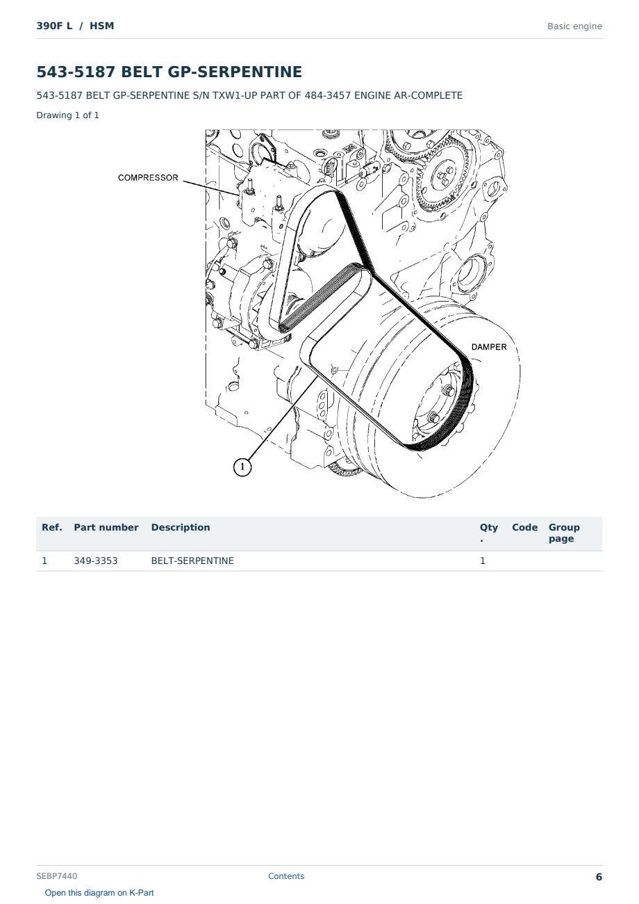 Caterpillar 390F L S/N HSM Partsbook SEBP7440 (English) - sample page 6 of 10 Caterpillar 390F L S/N HSM Partsbook SEBP7440 (English) - sample page 6 of 10