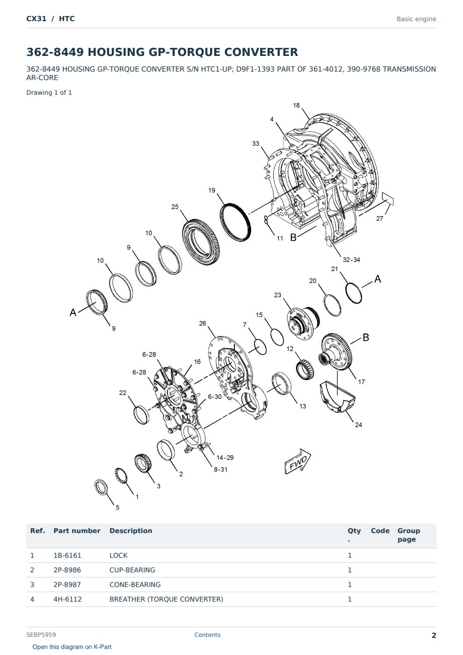 Caterpillar CX31 S/N HTC Partsbook SEBP5959 (English) - sample page 2 of 10 Caterpillar CX31 S/N HTC Partsbook SEBP5959 (English) - sample page 2 of 10