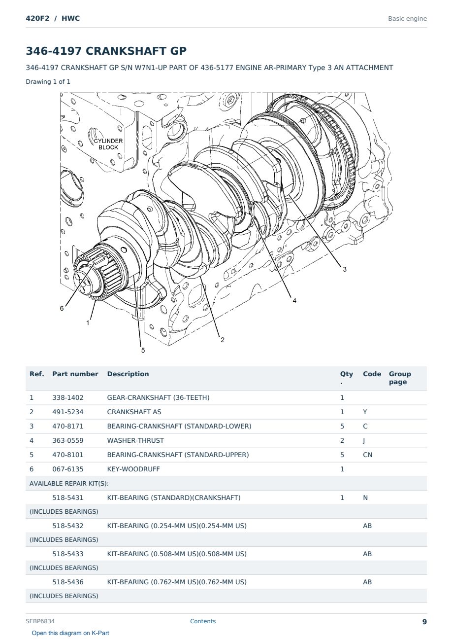 Caterpillar 420F2 S/N HWC Partsbook SEBP6834 (English) - sample page 9 of 10 Caterpillar 420F2 S/N HWC Partsbook SEBP6834 (English) - sample page 9 of 10
